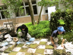 昨年度の庭造りデモンストレーションの様子