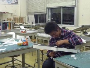 感謝祭の看板作成中です。