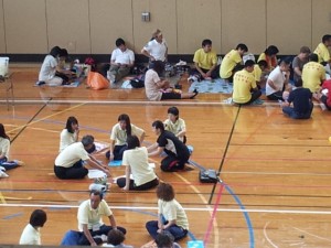 記録会前の打ち合わせ
